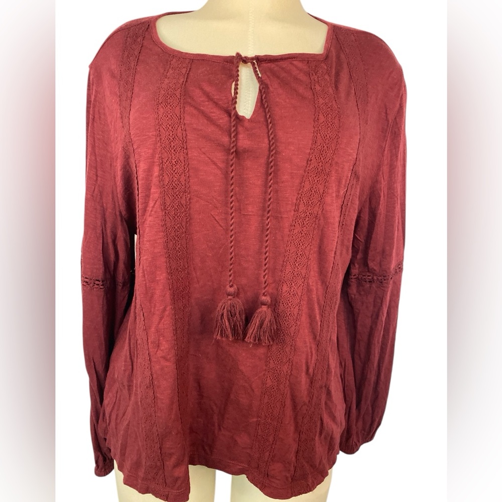 Lucky Brand Women's Red Boho Top Large